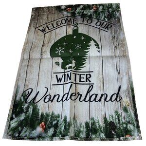Winter Wonderland Christmas Garden Flag Holiday Party Banner Rustic Decor Nature